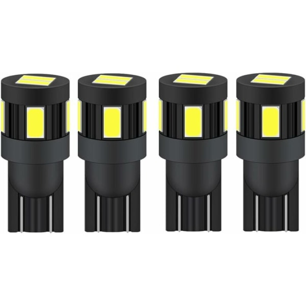 T10 w5w LED-pære 12V 24V Hvid 6000K, ingen polaritet Designet til 2825 194 168 158 (4-pak) [Energiklasse A+]