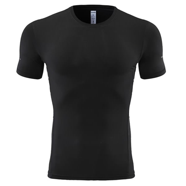 Enfärgad t-skjorte for män kortvarig trening Black S zdq