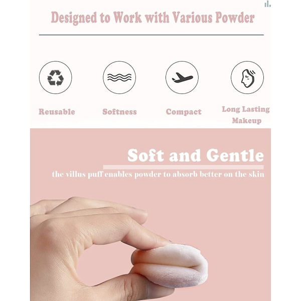 10 stykker Pure Cotton Powder Puff, Puff, For Powder Foundation, Normal størrelse, Med rem, Blanding For Løst Powder Mineral Powder Body Powder, Pin