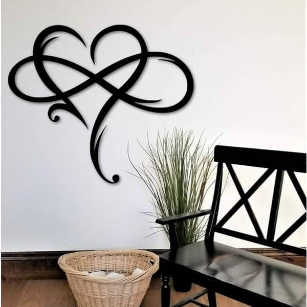 40*35 cm Väggdekor Infinity Hjärta Metall Väggkonst, Järnkonst Dekoration Present, Eternal Love Väggskulptur För Hem Sovrum Vardagsrum（svart，1 STK）