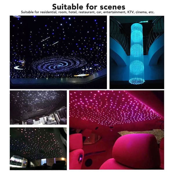 Dynamic Fiber Optic Light Source with Starry Sky Kit, Bluetooth App & Remote Control, Vibrant RGBW Color Changing, Waterproof & Safe Twinkle
