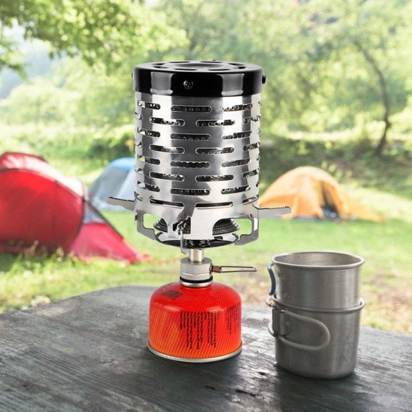 CDQ Mini campingvärmare, bärbar campingspis Minitältuppvärmning Tältvärmare i rostfritt stål med håndtag