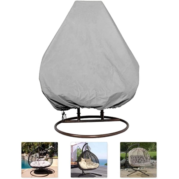 Hängande korgstol i rotting med vattentätt överdrag (grå) - Skyddande överdrag - 210D Oxford-polyester PVC-överdrag CDQ