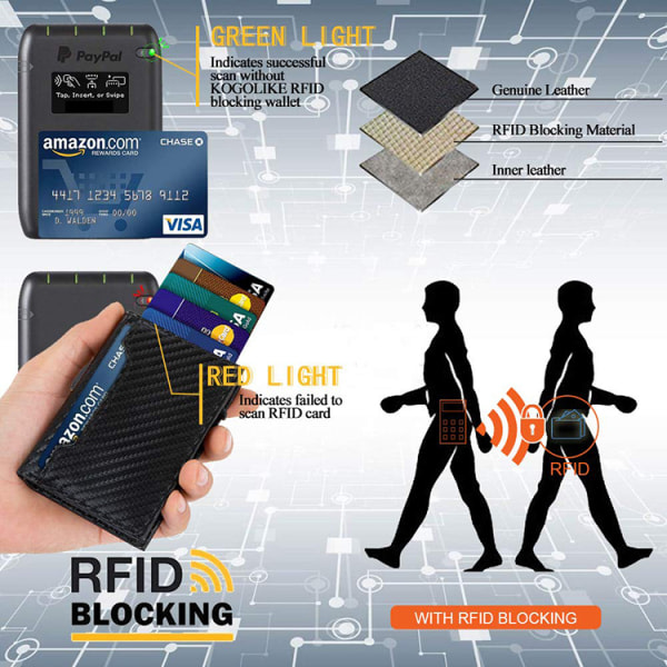 CDQ RFID-spärrande plånbok i äkta läder med kreditkortsfodral Svart SvartCDQ