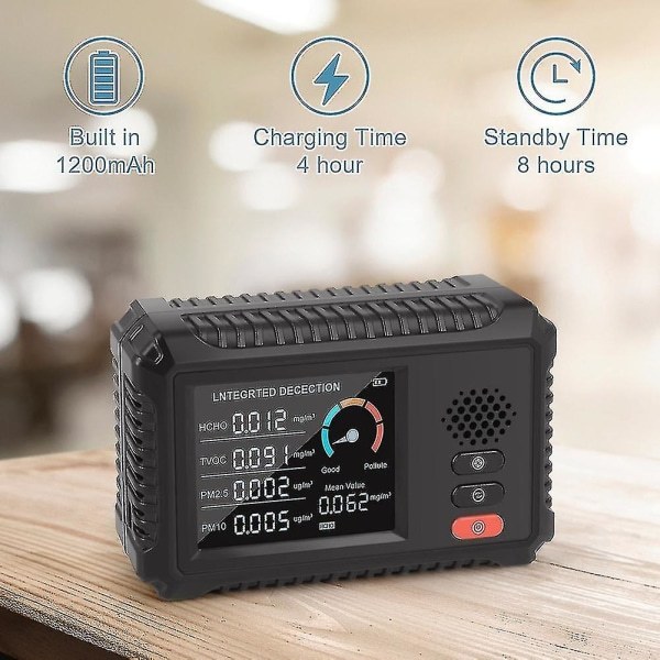 Tvoc Hcho Co2 Pm2.5 Lcd Formaldehyd Detektor Hjem Luftkvalitetsmåler_g