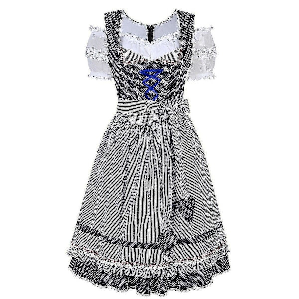 Dirndl-kjole Tysk Oktoberfest Bayersk Øl-Pige Kostume Pige Festival Fest ZX - Perfekt Mørkeblå Dark blue S Dark blue S