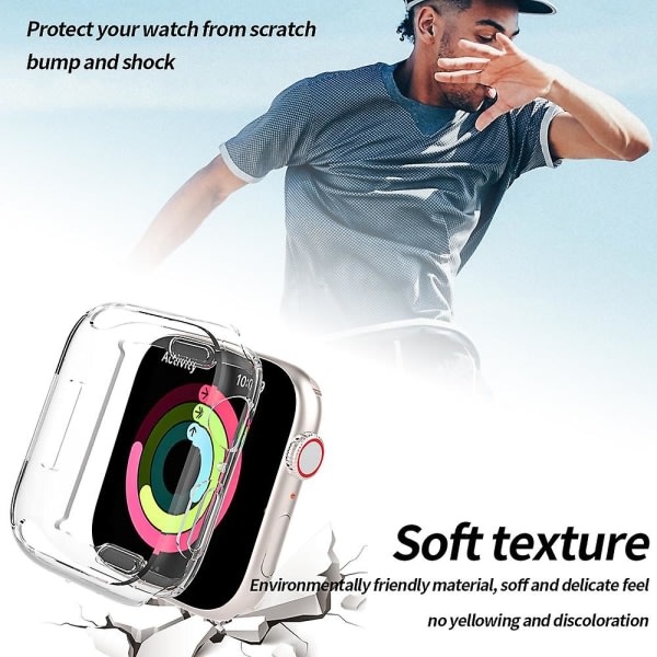 2. Apple Watch Case Tpu skjermbeskyttelse Gjennomsiktig farge 44mm Silver 44mm