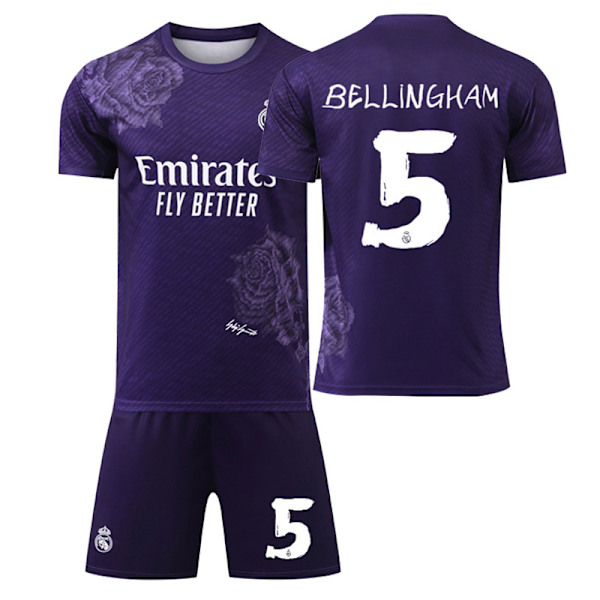 24-25 Real Madrid Joint No.5 Bellingham Barnfotbollsträningsdräkt Set för Vuxna Lila Purple 24