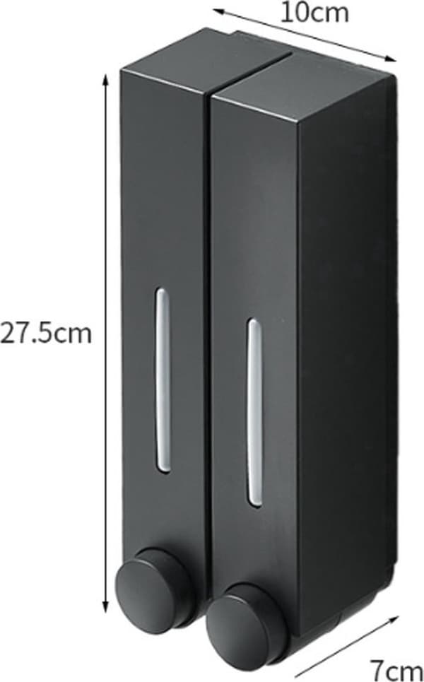 Schampodispenser - Tvåldispenser - ABS - Vätskenivåindikator - 2 Läcksäkra Behållare - 2x420ml - Trycktyp - Ingen Borrning - Tvåldispenser ...