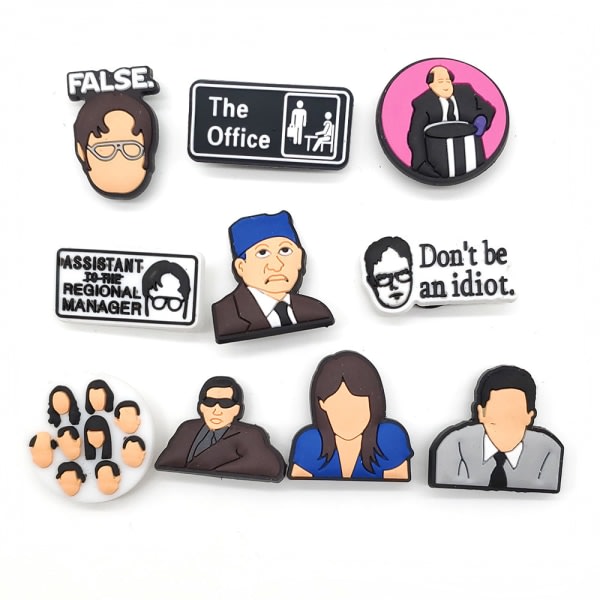 10 stycken 3D Clog Sandals Prydnader (The Office), Skoberlocker, Söta Skoprydnader för Clogs Skor Armband DIY