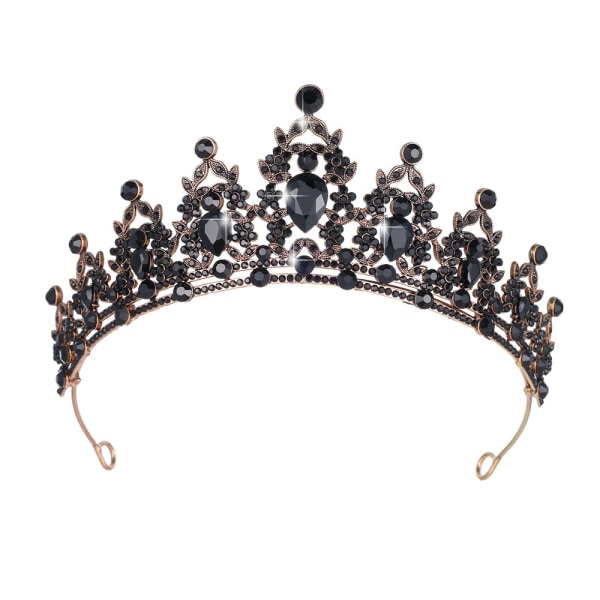 CQBB Queen Crown og Tiara Princess Crown for kvinder Kristallpannband for bröllop, gotiska halloweenkostymer, bal halloweentillbehör (svart)