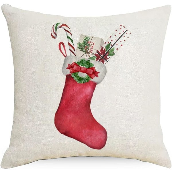 Jul kuddfodral 18 x 18 tum set av 4 case Julgran Snö Scene Lastbil Jultomte Print julkudde