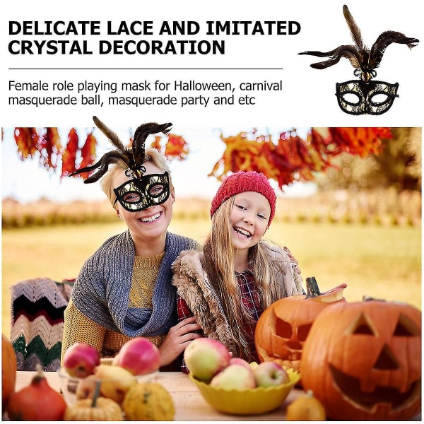 1 sett med 2 stk Halloween-festdekorasjon Kreative halv ansiktsblonde masker CDQ