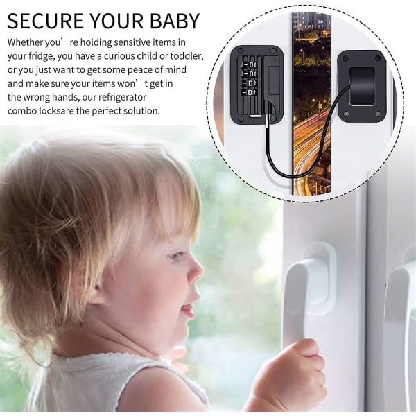 Barnfönstersäkerhet, arkivskåp Fönsterkylskåp med lösenord Baby med skruvar (svart)