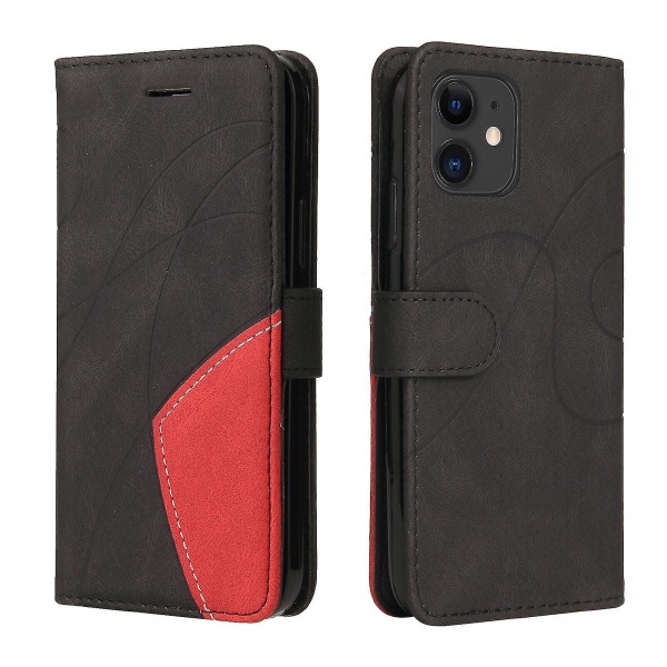 Kompatibel med Iphone 12 Case Kort Pu Hållare Läder Cuir Plånbok Flip Cover - Svart null ingen