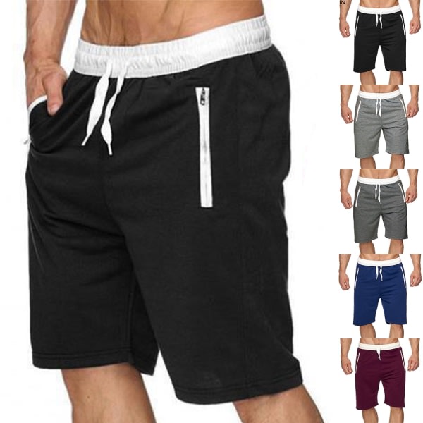 Menn Casual Shorts Sommer Strand Shorts Høy Midje Shorts Byxor lys grå 2XL zdq