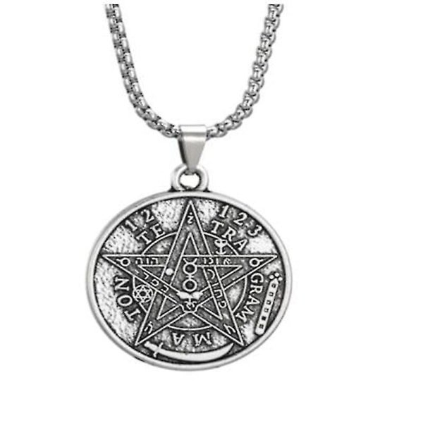 Tetragrammaton Pentagram Halskæde Vedhæng til Mænd Gotisk Wiccan Pentakel Talisman Segl af Salomon Amulet Choker Smykker Gaver Kæde