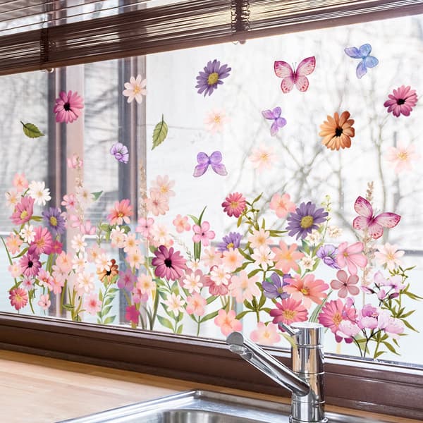 Växter & Blommor Fönsterdekaler, Statisk Dubbelsidig Visuell Glasdekor