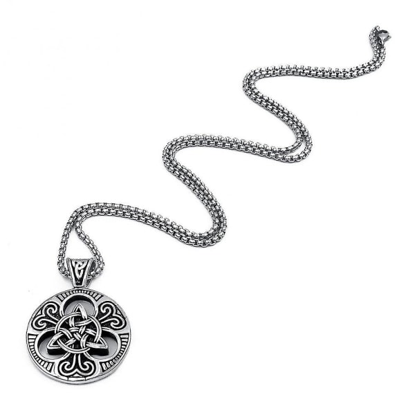 Ny Retro Nordic Viking Celtic Knot Symbol Hänge Män S Halsband Amulett Smycken Present A7209-Sølv