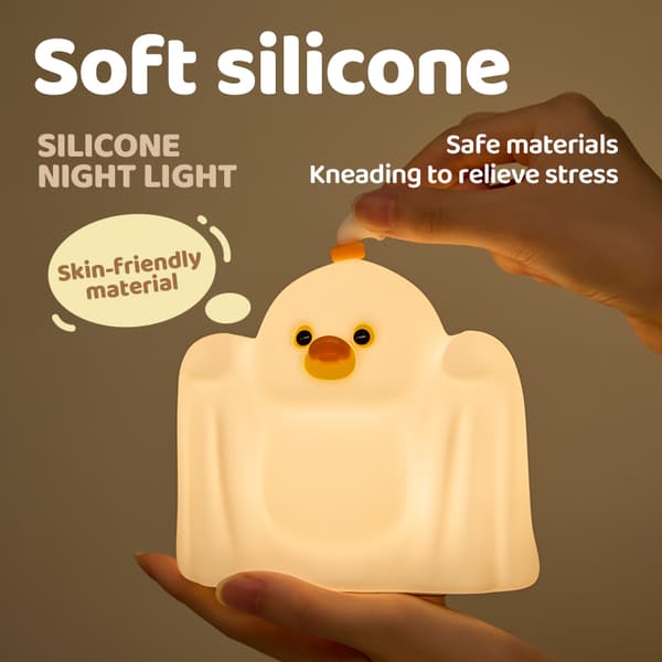 And natlampe til børn, dæmpbar LED silikone touch-lampe med 3 lysstyrkeniveauer, 30 min. timer, USB-C genopladelig, sød gave til børneværelset
