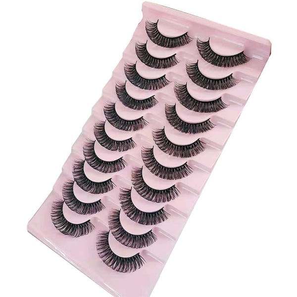 10 par tykke øjenvipper Natural Wispy Fluffy 3d Falske Øjenvipper Russiske Strip Lashes10 Par002