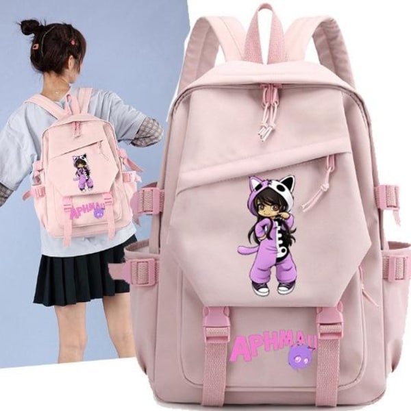 Aphmau ryggsäck barn ryggsäckar ryggväska 1. rosa rosa