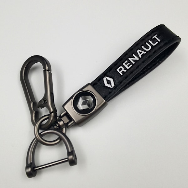 Lädernyckelring för bil, cykel, metallfinish | Robust nyckelring | Nyckelring och krokbeslag i silver Silver Hardware Renault