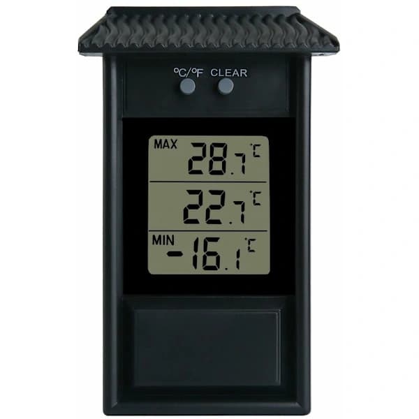 Drivhus Termometer Digital Maks Min Temperaturmåler IP45 Vandtæt til Indendørs Udendørs Have Hjem Drivhus Sort