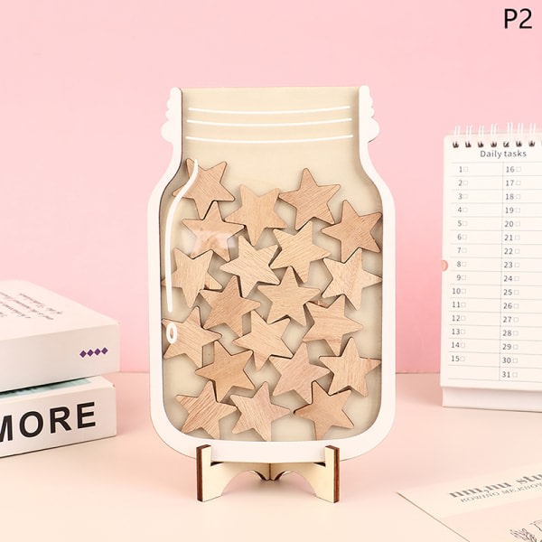 1PC Star Reward Jar Børn Reward System Tr?skiva Colorfu træstjerne ONESIZE