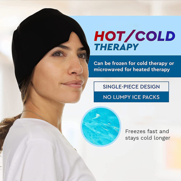CDQ Gel Hot Cold Therapy Huvudvärk Migrän Relief Cap svart