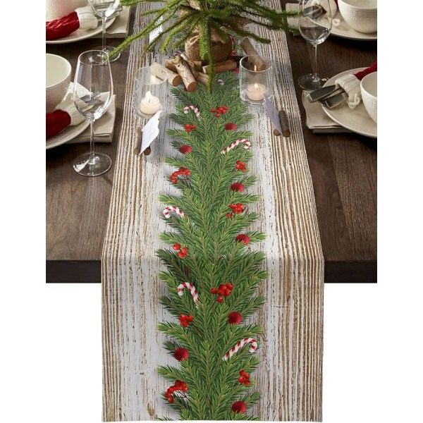 God Jul Bordslöpare, kottar Grenar Rustik Gammal träplanka Bomull Linnelöpare Köksbordsdekoration, 13\"x70\"