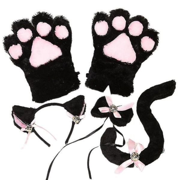 5 st Kreativ kattkostym Kattunge Svansöron Krage Tassar Handskar Anime Ta Gothic Set för fest szq