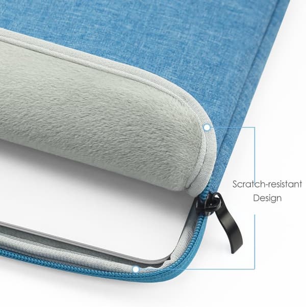 15-tums laptopfodral, vattenavvisande canvas, mjukt mockafoder, tillbehörsfickor, för 15,3-tums MacBook Air, resor, blå