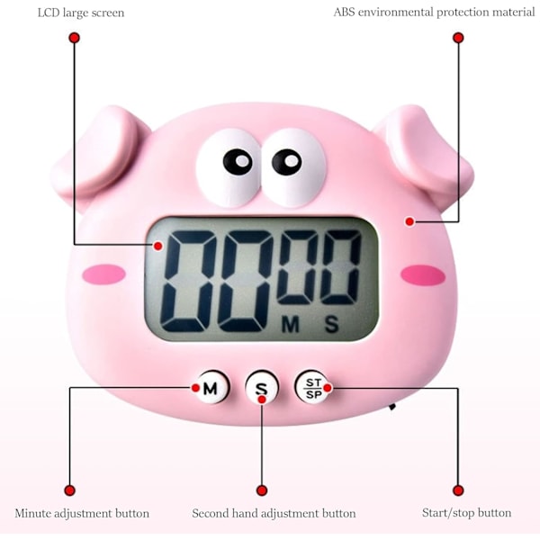 Magnetiska digitala timers, kökstimer digital väckarklocka (rosa)