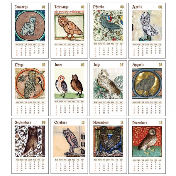Ful medeltida katter kalender 2024 | Rolig ful uggla väggkalender | Konstig renässans katter hundar kalender 2024 | Djurväggkalender rolig present A