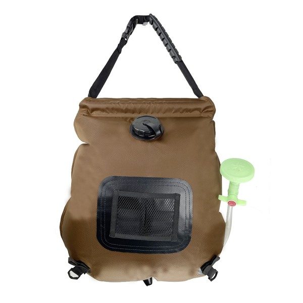 Utomhus solvattenpåse Badväska Camping Badförvaringsväska Bärbar duschväska 20L Badvattenpåse-Strand Simning Resor Vandring-Brun