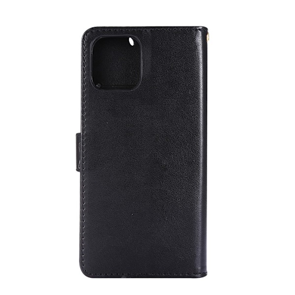 iPhone 12 / 12 Pro - Blomsterdeksel - Svart Black Svart