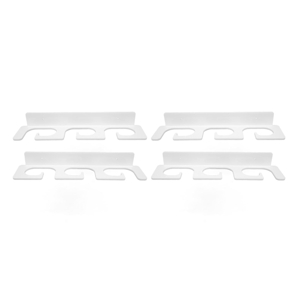 4 stk Fiskestangholdere Robust Plassbesparende Stilig Holder 6 Stenger Veggmontert Fiskestangstativ for Innendørs Utendørs Hvit 0.5