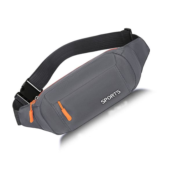 Löpande midjeväska med 3 blixtlåsfickor, lätt nylon polyester magväska för träning, resor utomhus, grå Grey