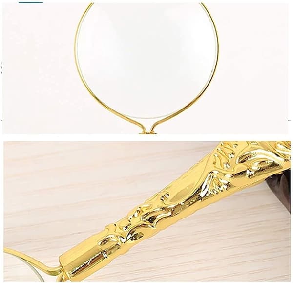 Forstørrelsesglass 4X 45mm Retro Legering Håndholdt Leselupe for Lesing Observasjon Hobbyer Eldre Voksne Barn Gull gold