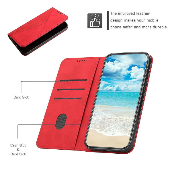 Yhteensopiva Iphone 12 Case Premium Cover Magnetisk Läder Folio Etui Coque - Röd null none