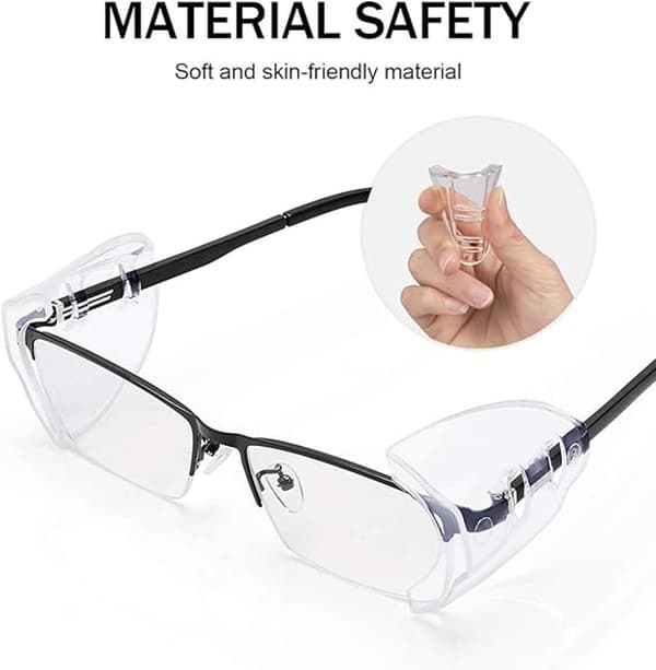 Transparent side shields/eye protection for glasses - 4.5x5 cm - Universal for small/medium glasses - Left + right