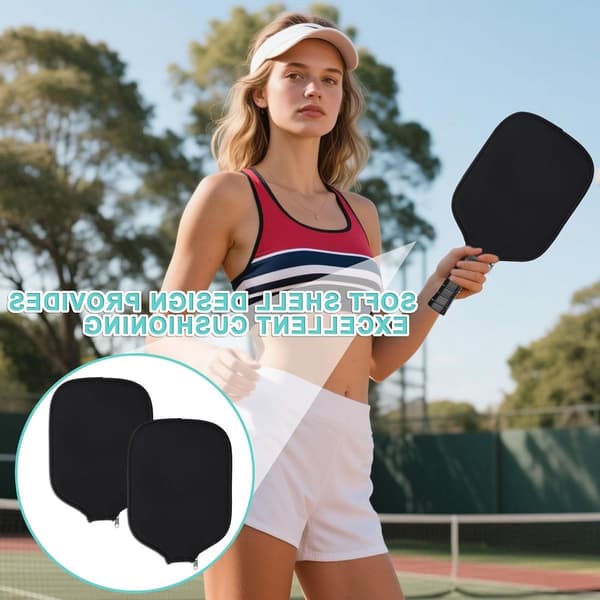 2-pack Pickleball-racketfodral, neoprenfodral med dragkedja, stötdämpande skydd för resor, passar standardracketar
