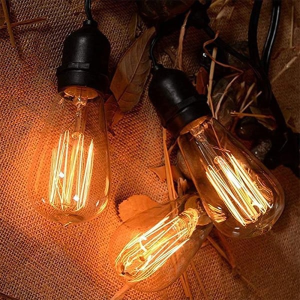 Vintage Edison glödlampa 40W - Dimbar skruv ST64 - E27 Base 220V Glödlampa Klassisk antik glödlampa Style - Warm Whtie 2700K - Amber lasi