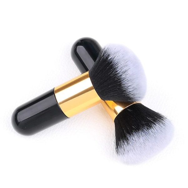 Sminkbørster med løst pulver, store sminkbørster Soft Face Mineral Foundation Brush Blush Borste for å blande sminke, 2-pakning svart