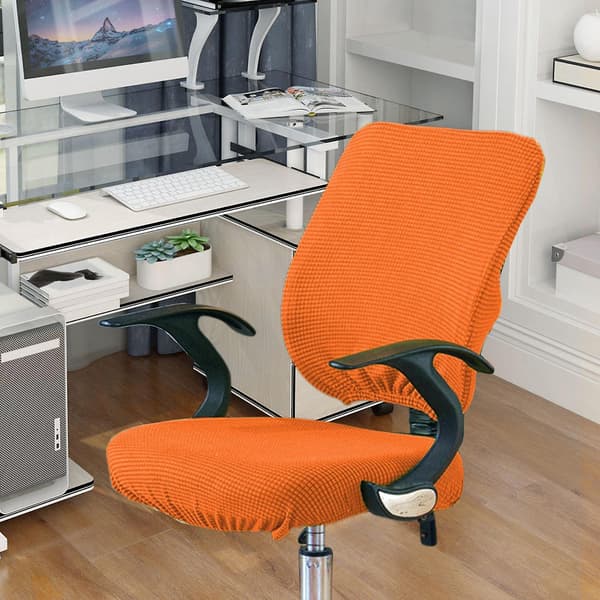 2 sæt Jacquard kontorstolsbetræk computerstolbetræk Orange_tfrf