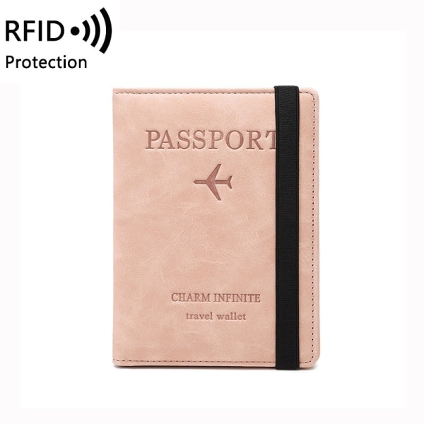 RFID passväska Reseläderfodral Case rosa Rosa