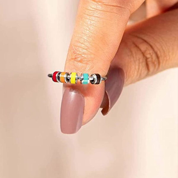 Fidget-ringe til angst for kvinder, 3 stk. emalje-spinderinge til angst