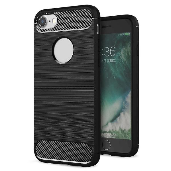 Iphone 8/7 4,7 tuuman harjattu TPU naarmuuntumaton iskunkestävä hiilikuitu suojakotelo - Tummansininen (väri Musta) null none