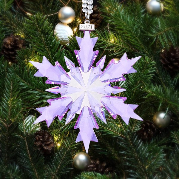Heyone 2021 årlige Snowflake Crystal Juledekorasjoner (lilla)